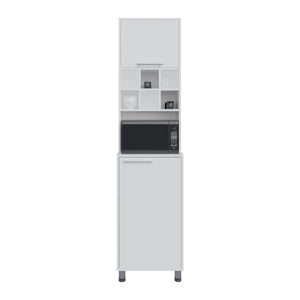 English Elm Kitchen Pantry Modern Engineered Wood Cabinet with 2 Doors, 8 Shelves, 4 Legs for Organized Storage White 46.85 L x 21.65 W x 6.3 H B097P296805