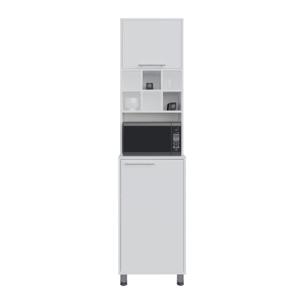 English Elm Kitchen Pantry Modern Engineered Wood Cabinet with 2 Doors, 8 Shelves, 4 Legs for Organized Storage White 46.85 L x 21.65 W x 6.3 H B097P296805