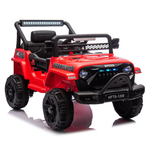 English Elm 12v Kids Electric Ride on Truck with Parental Remote Four Wheel Suspension and Led Lights Red W1578P187461