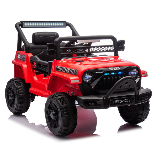 English Elm 12v Kids Electric Ride on Truck with Parental Remote Four Wheel Suspension and Led Lights Red W1578P187461