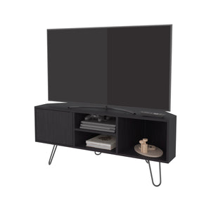 English Elm Wengue Modern 1-Door TV Stand with Waterproof Wenge Finish, 3 Shelves & Metal Legs for Stable Storage B062P355528