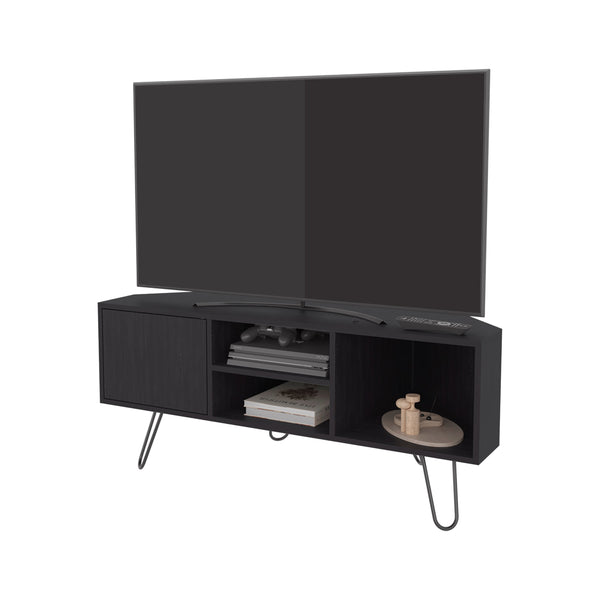 English Elm Wengue Modern 1-Door TV Stand with Waterproof Wenge Finish, 3 Shelves & Metal Legs for Stable Storage B062P355528