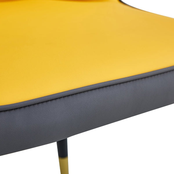 English Elm Table Set: Luxurious 71" Pandora Patterned Glass Dining Table With Golden Legs & 8 Chic Pu Chairs W1151S03245-GIGA