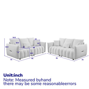 English Elm 3 Seater Cozy Teddy Combo Sofa Set With Plush Cushions, Wooden Frame, And Versatile Style For Homes W1193S00165