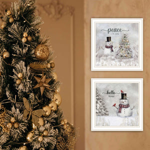 English Elm Trendy Decor 4u Peace on Earth 2-piece Framed Winter Wall Art Set White Wood B067P252305