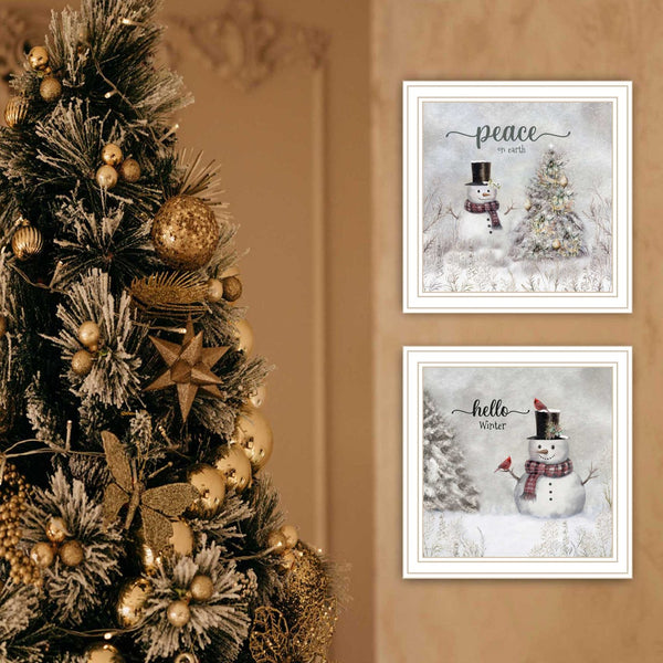 English Elm Trendy Decor 4u Peace on Earth 2-piece Framed Winter Wall Art Set White Wood B067P252305