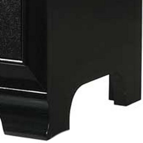English Elm Transitional Six Drawer Dresser Gray Veneer Finish with Black Chamfered Legs Bedroom B056P416779