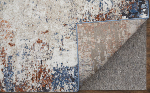 Feizy Rugs Gilmore Collection Abstract Geometric Rug – Vibrant, Machine-made Beauty For Modern Interiors Ivory,Blue,Taupe Polypropylene Gil39mnfivymlth00