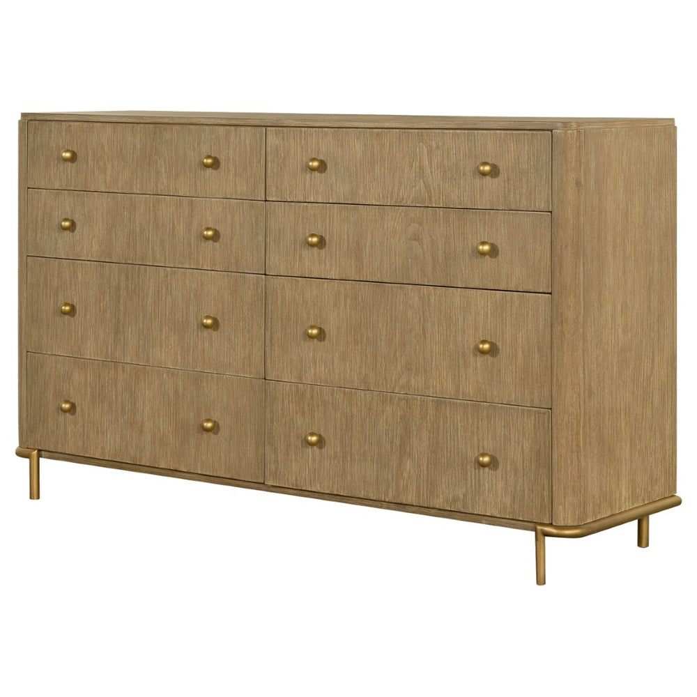 English Elm Stevie Sand Wash 8-Drawer Dresser - Mid-Century Modern Elegance With Bohemian Flair For Stylish Storage B062P358072-GIGA