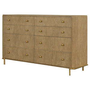 English Elm Stevie Sand Wash 8-Drawer Dresser - Mid-Century Modern Elegance With Bohemian Flair For Stylish Storage B062P358072-GIGA