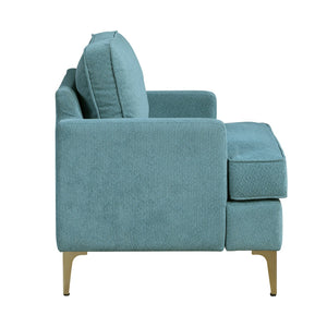English Elm Modern Comfort Accent Chair with Chenille Upholstery, Brushed Gold Metal Legs, Durable Plywood Frame Peacock 29 L x 23 W x 26 H B011P308019