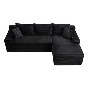 English Elm 106.3" Jumbo Corduroy L-shaped Sectional Deep Seat Sofa for Modern Living Rooms W5515S00037