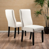 Christopher Knight Home® - Noble House - Corbin Contemporary Fabric Dining Chair, Ivory and Matte Black - Set of 2