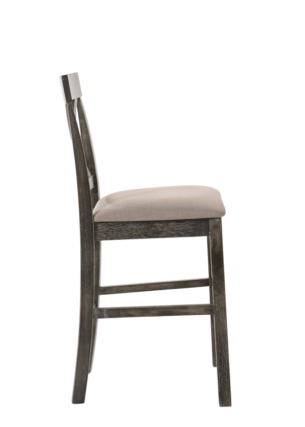 English Elm Martha Linen Counter-Height Chair with X Back and Padded Seat — Weathered Gray Finish, Sturdy Build Gray,Tan 42 L x 18 W x 9 H B2726P264964