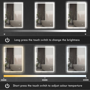 English Elm HOMCOM LED Bathroom Mirror 36"x28" Dimmable Touch Control, 3 Color Temps, Defogging, IP44 W2225P173994