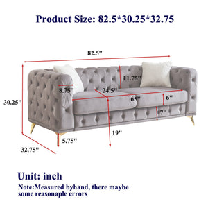 English Elm Fx Velvet Chesterfield Sofa Set Button Tufted Diamond Quilted Living Room Seating W1926S00091