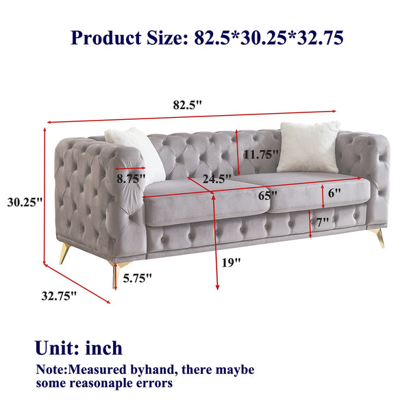 English Elm Fx Velvet Chesterfield Sofa Set Button Tufted Diamond Quilted Living Room Seating W1926S00091