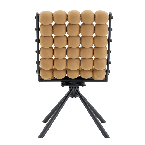 English Elm Cream Dutch Velvet Swivel Chair Tufted Bubble Backrest Glam Armless Accent Seat Black,Brown W3875P448021