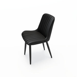 English Elm Set of 2 Armless Pu Leather Dining Chairs Cushioned Seat Brushed Metal Legs Modern Black W3316P426933