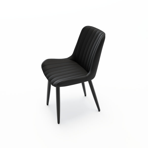 English Elm Set of 2 Armless Pu Leather Dining Chairs Cushioned Seat Brushed Metal Legs Modern Black W3316P426933