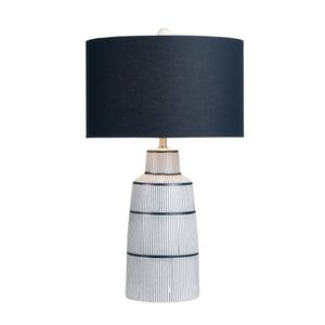 Crestview Collection 29"H Modern Ceramic Table Lamp With Navy And White Finish, Stylish Shade, 3-way Socket & 6ft Cord   Cvazp150