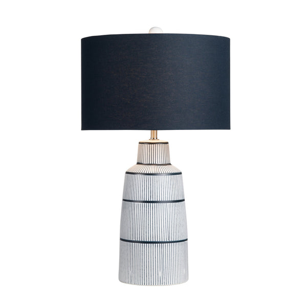 Crestview Collection 29"H Modern Ceramic Table Lamp With Navy And White Finish, Stylish Shade, 3-way Socket & 6ft Cord   Cvazp150