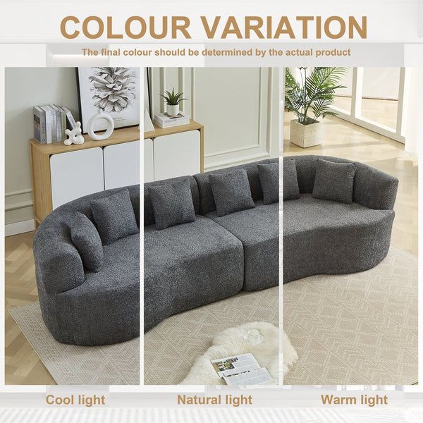 English Elm Curved Chenille Sectional Sofa Oversized Four Seat Cloud Foam Living Room Lounge W3505P355583
