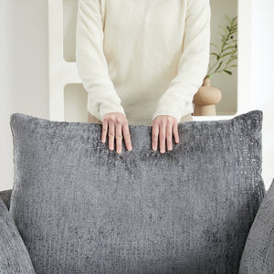 English Elm 55''l 55'l Chenille Swivel Lounge Chair Plush Foam Fill 360 Rotation Modern Living Room Grey W834S00641
