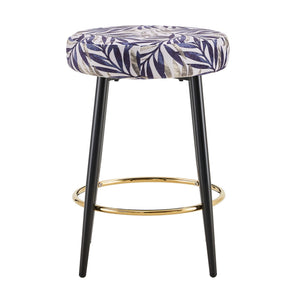English Elm Counter Height Stools Set of 2 Faux Leather Seats Matte Steel Legs Gold Footrest Black And Silver W370P149792