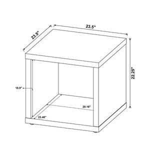 English Elm Square End Table In Distressed Pine - Rustic Engineered Wood Design With Open Storage Shelf For Cozy Living Spaces B016P380677-GIGA