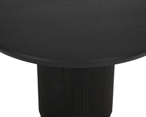 Sunpan KALLA Dining Table - 48" Round Charcoal Oak with Gold Base - Modern Elegance for Any Space 112515
