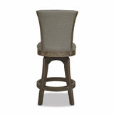 English Elm Henry 27” Armless Swivel Counter Height Bar Stool, Heathered Grey Linen