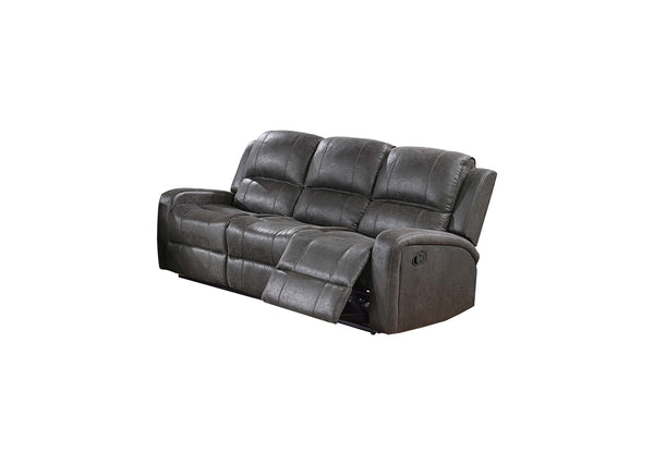 English Elm Manual Reclining Sofa Tufted Faux Leather Upholstery with Square Arms for Living Rooms Smoke B011P468575
