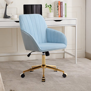 English Elm Ty Ergonomic Velvet Office Chair – Plush Memory Foam, Stylish Baby-Blue, Perfect For Home & Study W2311P199093-GIGA
