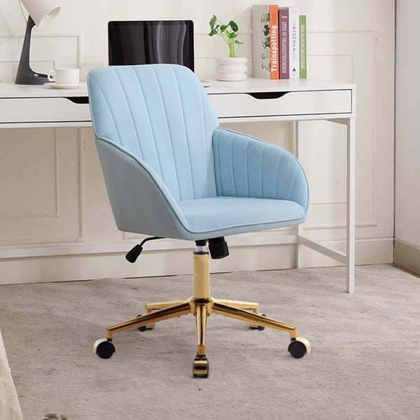English Elm Ty Ergonomic Velvet Office Chair – Plush Memory Foam, Stylish Baby-Blue, Perfect For Home & Study W2311P199093-GIGA