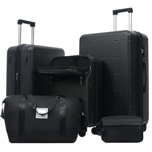 English Elm Luggage 5 Piece Hardside Abs Set with Front Access Carry on and Tsa Spinner Wheels Black N732P391557B