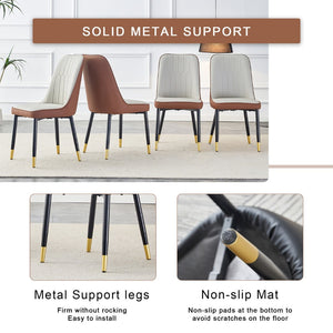 English Elm Table And Chair Set - 31.5" Modern Round Dining Table With Stylish Two-Tone Pu Chairs For Versatile Living W1151S02484-GIGA