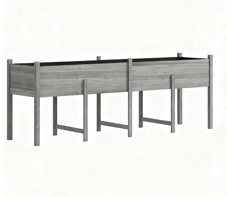 English Elm Large Fir Wood Raised Garden Bed with Legs Fabric Liner Drainage Patio Ready T3971P422203