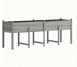 English Elm Large Fir Wood Raised Garden Bed with Legs Fabric Liner Drainage Patio Ready T3971P422203