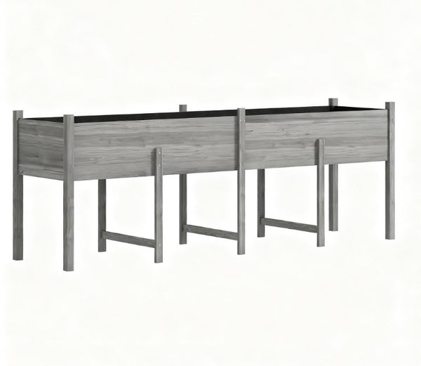 English Elm Large Fir Wood Raised Garden Bed with Legs Fabric Liner Drainage Patio Ready T3971P422203