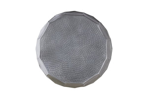 English Elm ET101 Hand-Hammered Hexagonal End Table 21" Height Rounded Accent Table for Modern Rustic Decor Silver B009P295930