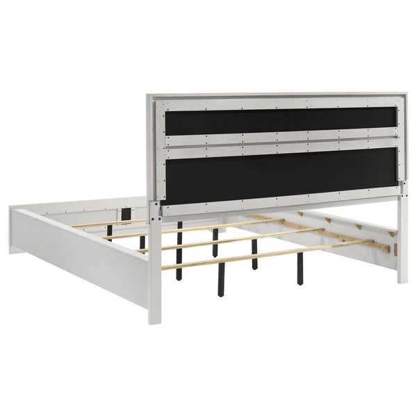 English Elm Randall Glam Eastern King Bedroom Set White Lacquer Crystal Hardware Tufted Bed B062S01788