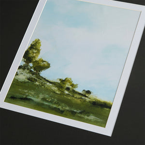 JLA Home Madison Park - Framed Abstract Landscape by Delsie Walters, Double-Matted Green & Blue Print in Gold Frame, Glass Front MT95G-0029