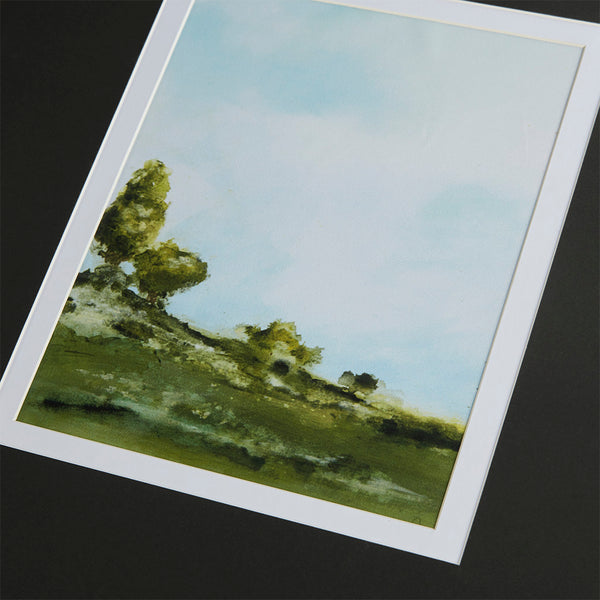 JLA Home Madison Park - Framed Abstract Landscape by Delsie Walters, Double-Matted Green & Blue Print in Gold Frame, Glass Front MT95G-0029