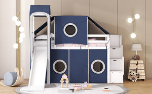 English Elm Twin Castle Loft Bed with Play Tower Pinewood Frame for Kids Bedroom Storybook LT000568AAC-1