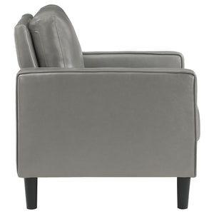 English Elm Farallone Upholstered Track Arm Accent Chair in Leatherette with Tapered Feet and Plush Support Grey B062P299959