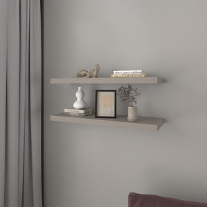 English Elm Floating Shelf Dallas Taupe Set of 2 – Modern Engineered Wood Wall Shelves 32"x10.6" Space-Saving Décor B092P238743