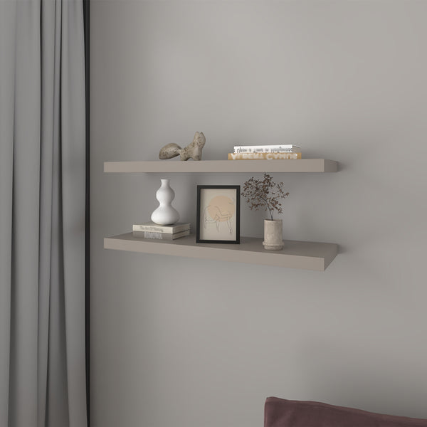 English Elm Floating Shelf Dallas Taupe Set of 2 – Modern Engineered Wood Wall Shelves 32"x10.6" Space-Saving Décor B092P238743