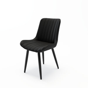 English Elm Set of 2 Armless Pu Leather Dining Chairs Cushioned Seat Brushed Metal Legs Modern Black W3316P426933