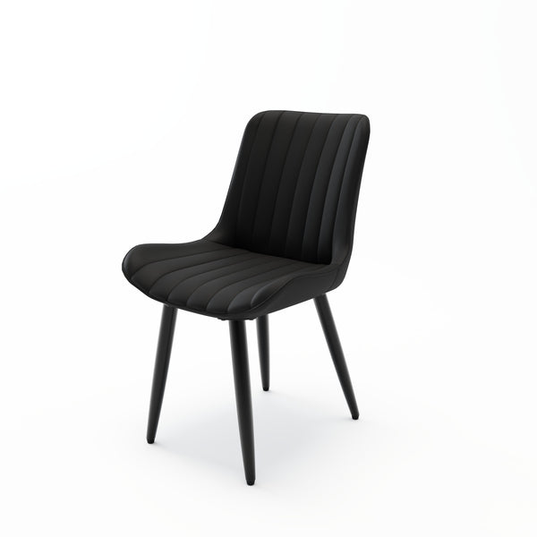English Elm Set of 2 Armless Pu Leather Dining Chairs Cushioned Seat Brushed Metal Legs Modern Black W3316P426933